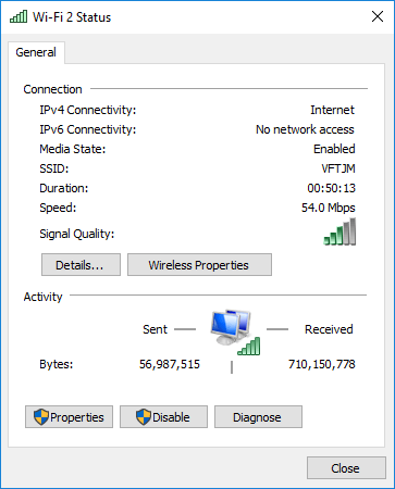 vérification de la connexion internet